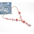 2021 stylish rose red resin seed bead jewelry for women acrylic pink glass bead necklace